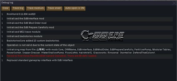环世界Rimworld安装mod后游戏报错出现A14
